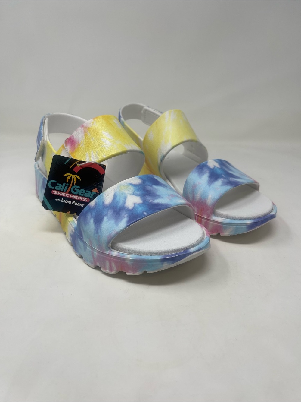 Skechers Tie-Dye Platform Sandals in Yellow, Blue & Pink
